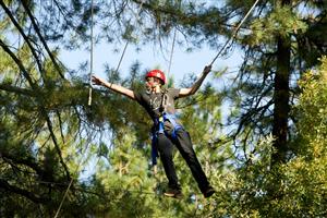 Global Studies student on the Ropes Course 